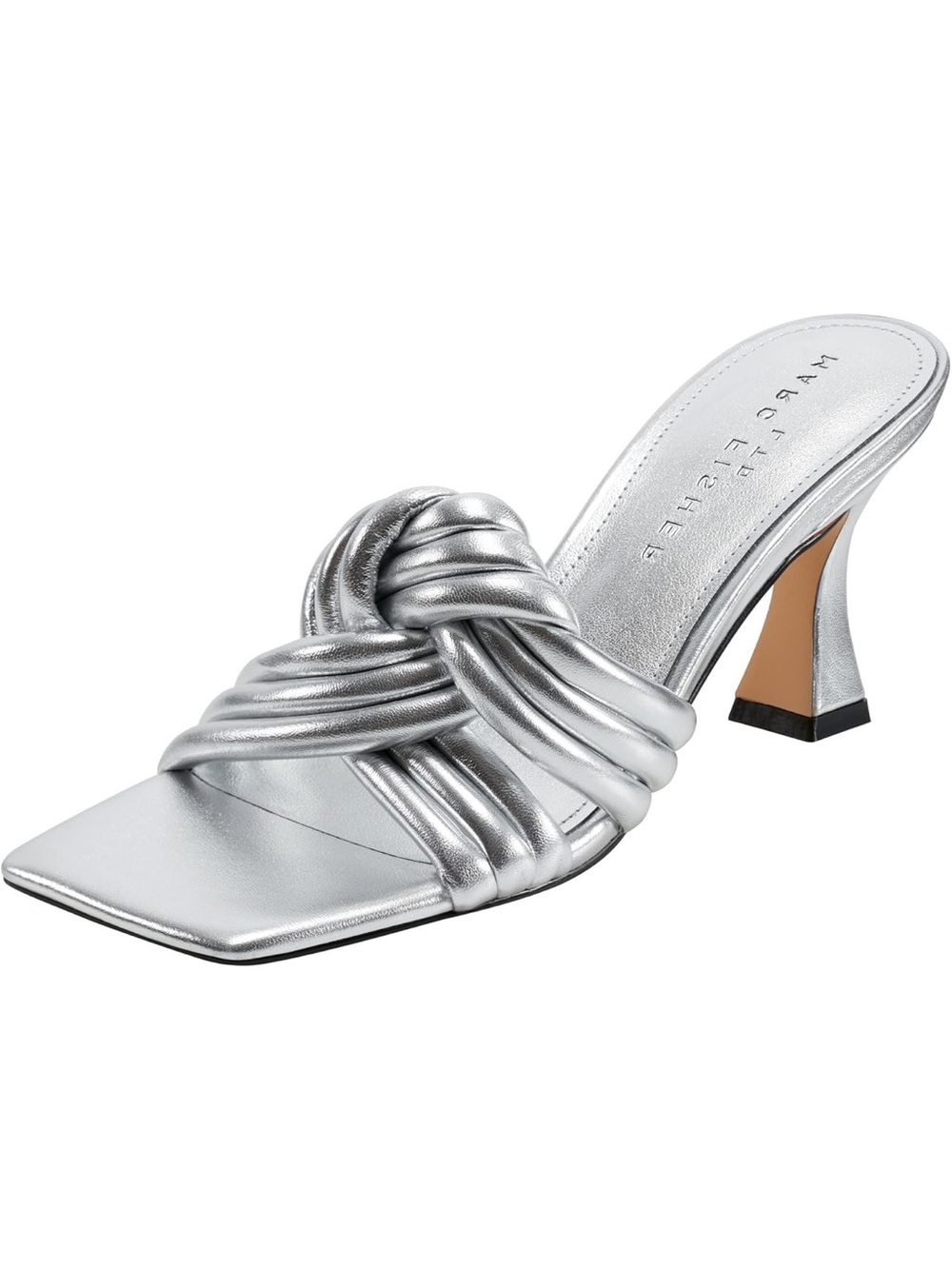 Marc Fisher Metallic Silver Knotted Slide Sandal